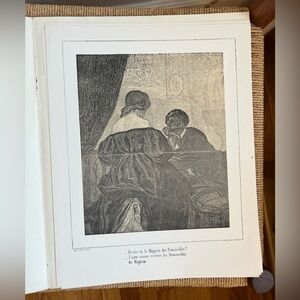 Vintage French Lithograph Print – “Magasin des Demoiselles” – Satirical Artwork